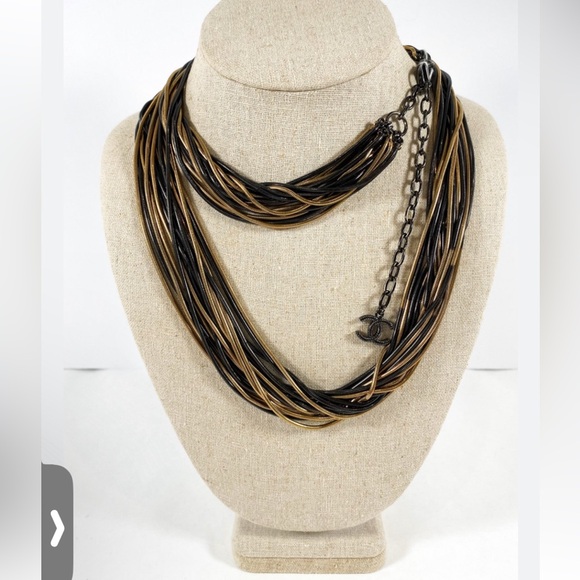 Authentic Chanel Ultra RARE Runway “Liquid Gold” Multi Snake Chain Necklace - Picture 7 of 11
